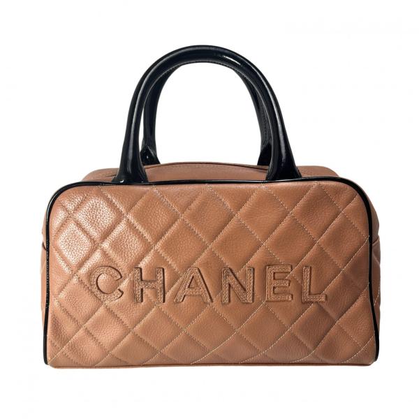 CHANEL（シャネル） ロゴミニボストン キャビアスキン ハンドバッグ
