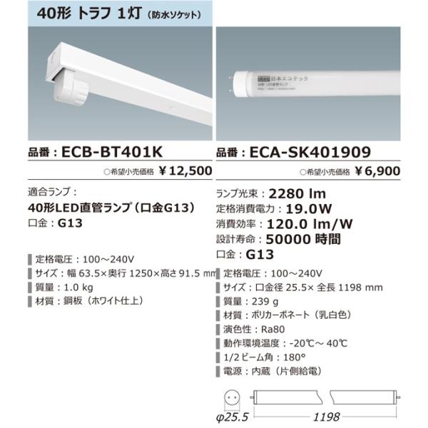 Led蛍光灯 40w形 器具ランプセット 防湿 防水ソケット トラフ 1灯式 19w 屋外 軒下 直管 昼光色 昼白色 電球色 ベースライト 国内メーカー Buyee Buyee Japanese Proxy Service Buy From Japan Bot Online