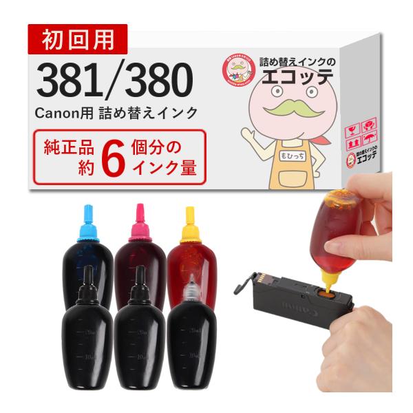 BCI-380PGBK Canon キャノン 用 純正用詰め替えインク ビギナーセット 顔料ブラック 30ml×2本 BCI-380XLPGBK [5色] TS6330 TS9530 TR703 TR8630 [6色] TS8430 T