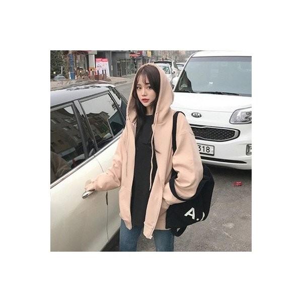 パーカー レディース フード付き 前開き ジャージ トレーナー 運動着 長袖 無地 薄手 アウター 学生 ゆったり 韓国風 スウェット スポーツ Ec Ecshop 通販 Yahoo ショッピング