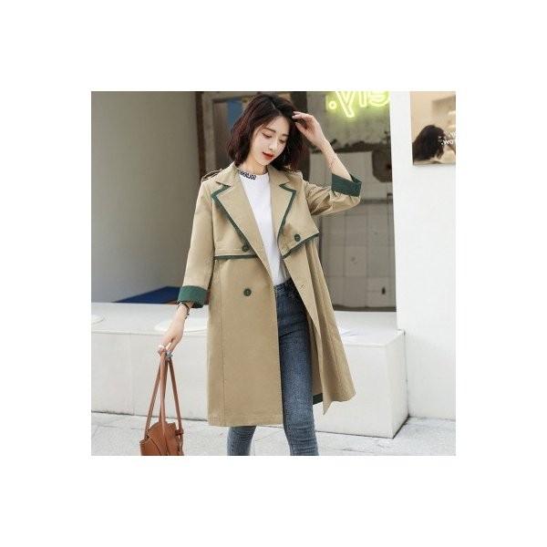 コート レディース トレンチコート アウター パイピングコート ロングコート スプリングコート オーバーコート ダスターコート カーキ 定番 ダブル Ec9101 Ecshop 通販 Yahoo ショッピング