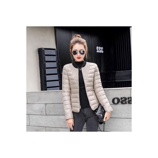 レディース ダウンジャケット ダウンコート 中綿 フードなし スリム 着痩せ 薄手 襟なし ジップアップ 長袖 カジュアル 暖かい 無地 防寒 通 Ec9190 Ecshop 通販 Yahoo ショッピング
