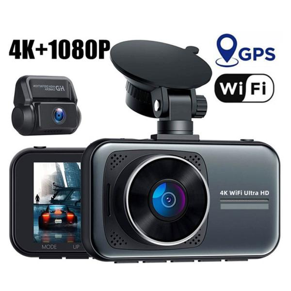 即納 ドライブレコーダー 前後 WiFi+GPS フロント4K 後1080P デュアルHD 170°広角監視 ノイズ対策済 4Kドライブレコーダ 駐車監視 暗視