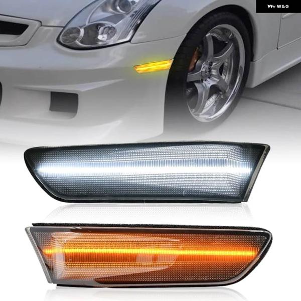 並行輸入品インフィニティV35 G35 日産 スカイライン350GTクーペ クリアスモークレンズ LEDサイドマーカーランプ アンバー ウインカー