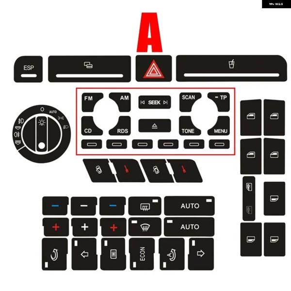 並行輸入品 1セット アウディ A4 B6 B7 車用フロントラジオボタン デカール ステッカー パワーウィンドウ スイッチボタン リペア