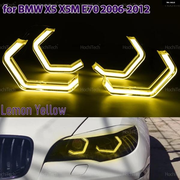 並行輸入品 BMW E70 X5 X5M 2006-2012用 超高輝度M4 スタイル  LED エンジェルアイ キット リング レモンイエローカラー ヘッドラ
