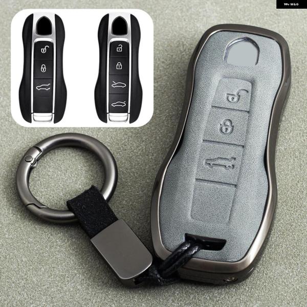 並行輸入品 レザー キーフォブケース カバー キー ホルダー ポルシェ カイエン クーペ パナメーラ タイカン 911 2020-2026 2023 - 202