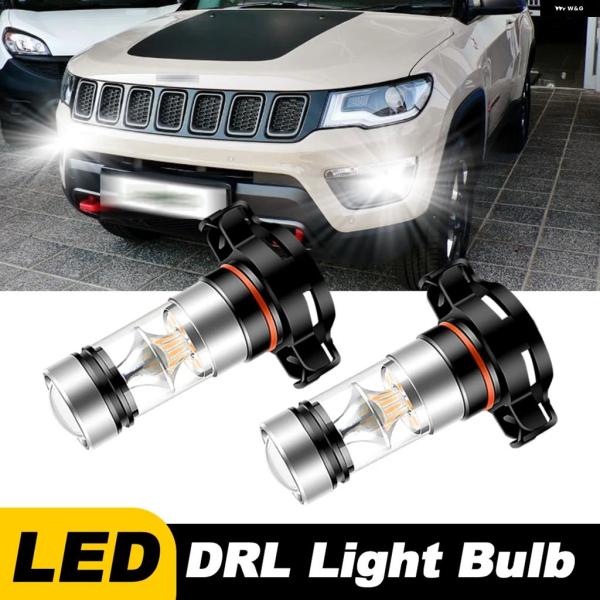 並行輸入品 2個 ジープ コンパス 2017 2018 2019 LED 車用フロント デイタイム ランニングライト バルブ DRL ランプ 2504 PSX24W 6000K