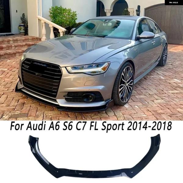 並行輸入品 アウディ A6 S-LINE S6 C7 フェイスリフト セダン/アバント 車 フロント バンパー リップ スポイラー スプリッター チン カナード