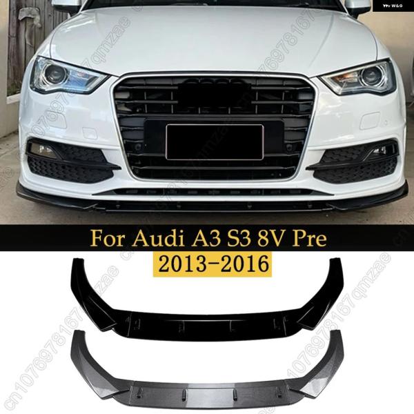 並行輸入品 アウディ A3 S3 8V フェイスリフト前 TDI TFSI セダン用フロント バンパー リップ スポイラー スプリッター フロント リップチン 