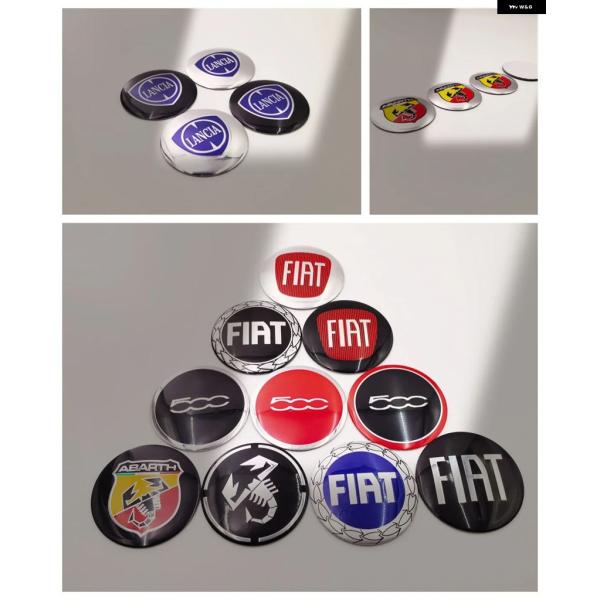 並行輸入品 FIAT LANCIA 500 車用ホイールセンター ステッカー リムキャップ ハブ カバー デカール 4個 50/56MM