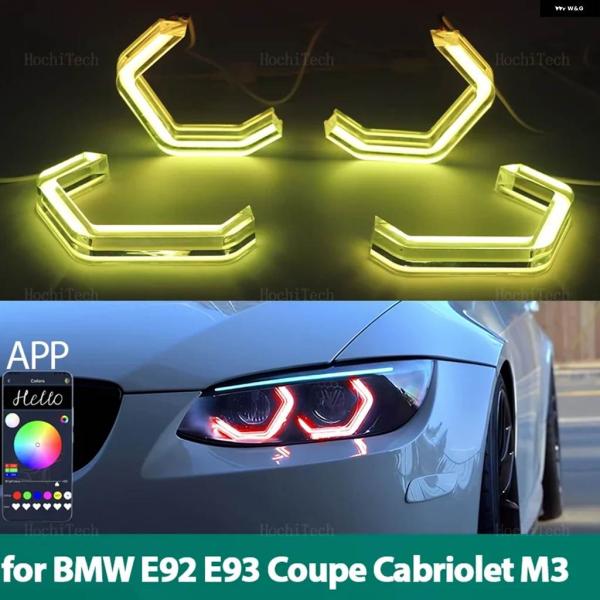 並行輸入品RGB カラフル エンジェル アイズ リング LED M4 スタイル APP コントロール カー ヘッドライト DRL BMW E92 E93 クーペ