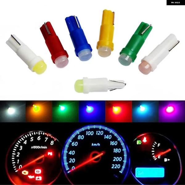 並行輸入品 W1.2W ソケット T5 LED 12V 車用サイドウェッジ ダッシュボード ゲージ計器ライトランプ バルブ アイスブルー レッド グリーン イエロー 10個/ロット