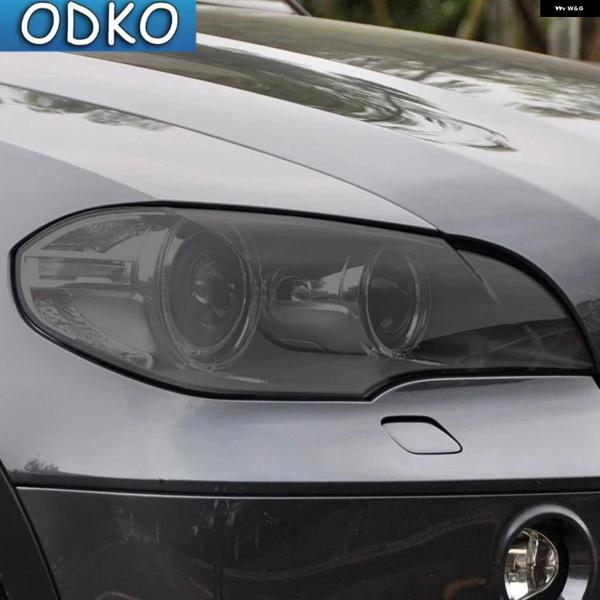 並行輸入品 BMW E70 X5 M 2006-2013用カー ヘッドライト フィルム スモークブラックティントラップビニール ステッカー クリア 2枚セット