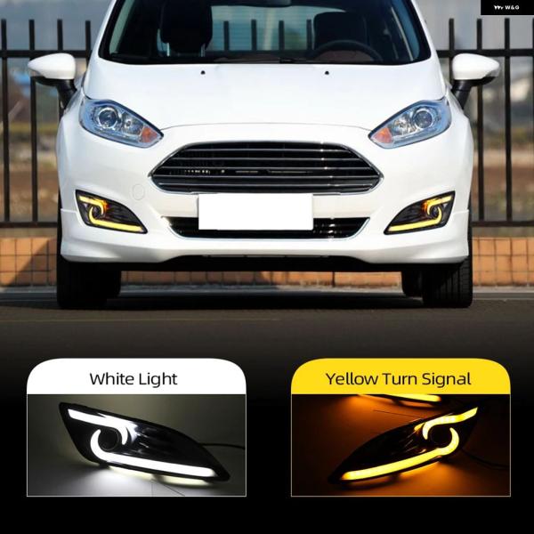 並行輸入品 フォード フィエスタ 2013 - 16 DRL フォグランプ カバー ウインカーライト カー LED デイタイム イエロー