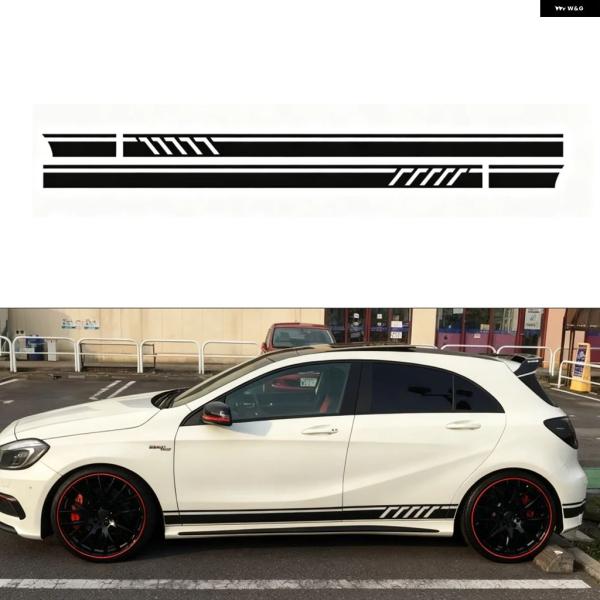 並行輸入品 メルセデス ベンツ AMG W176 A180 A200 A250 A45 220CM X サイドストライプ スカート デカール ステッカー A クラス 11.5CM