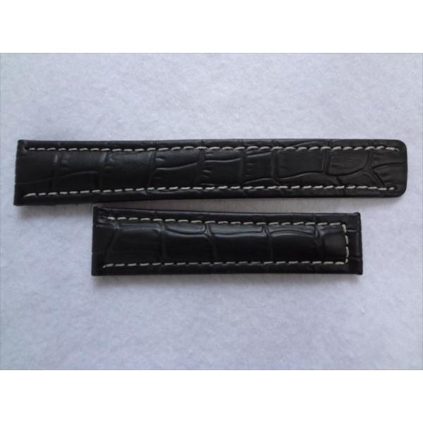 ブライトリング用 腕時計レザーベルト 本革 バンド 20mm 黒色 ブラック