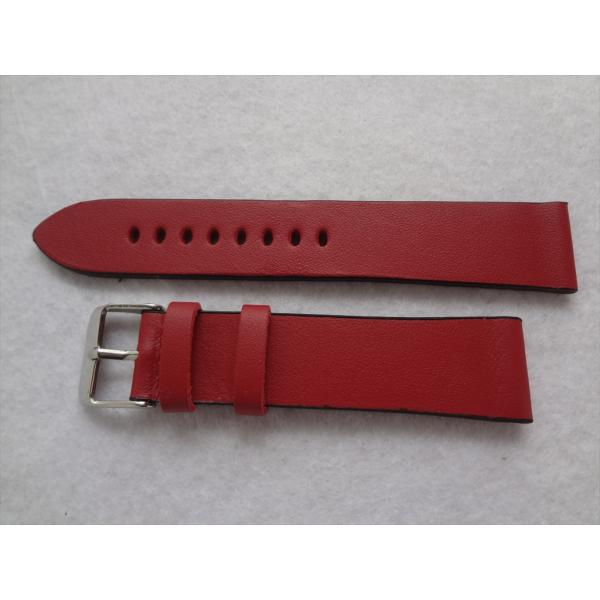 腕時計レザーバンド 20mm 赤色 赤 レッド時計 ベルト(裏面:茶色/黒