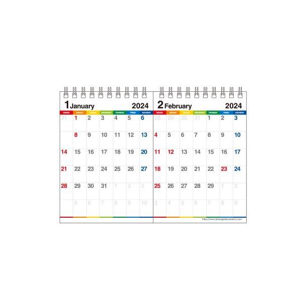 メール便可] カレンダー 卓上 B6 2024年 1月始まり カラーバー 2か月 書き込み シンプル 公式通販サイト  :0102-clt-h-12:エトランジェディコスタリカ 通販 