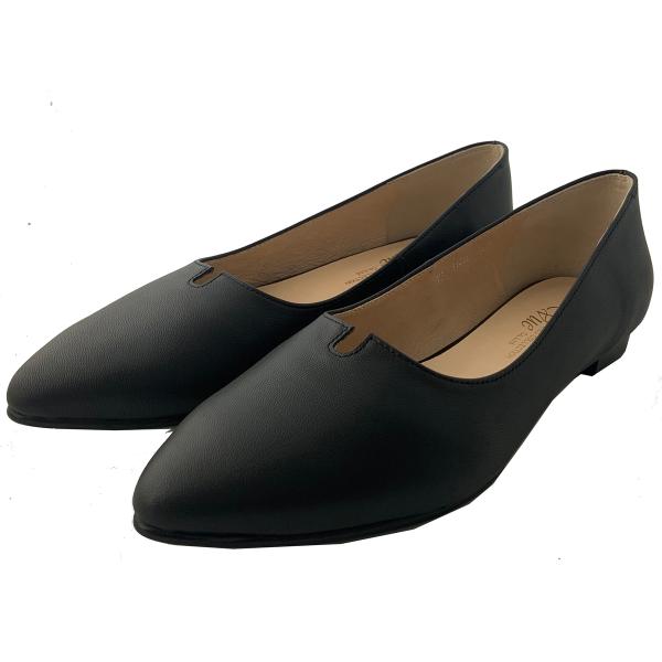 【極美品・未使用】EIZO レザー甲深ローヒールパンプス ブラック 24cm EIZO Vue エイゾー 靴 パンプス11480 ブラック 甲深ローヒール