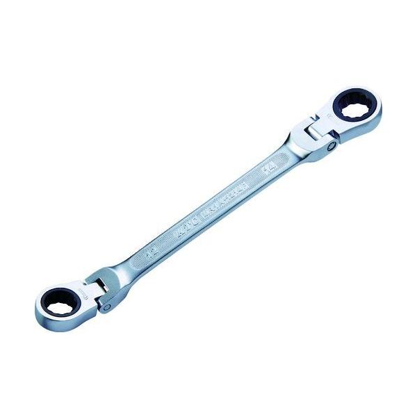 KTC 京都機械工具 MR1A1214F ラチェットめがねレンチ 両頭型首振りタイプ 対辺寸法１２×１４ｍｍ 全長１９９ｍｍ 392-1182