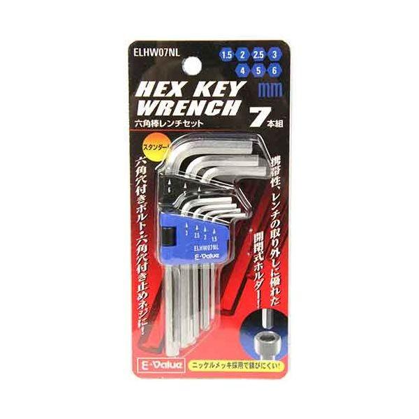 4977292209205 六角棒レンチセット ミリ ELHW07NL E-Value 藤原産業 六角レンチ ミリ7種