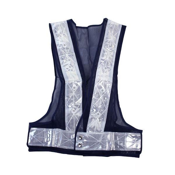 4977292378659 ＬＥＤ反射ベスト 紺メッシュ SK11 SK-LED-N-W 藤原産業 ハンシャザイ シロ 反射材