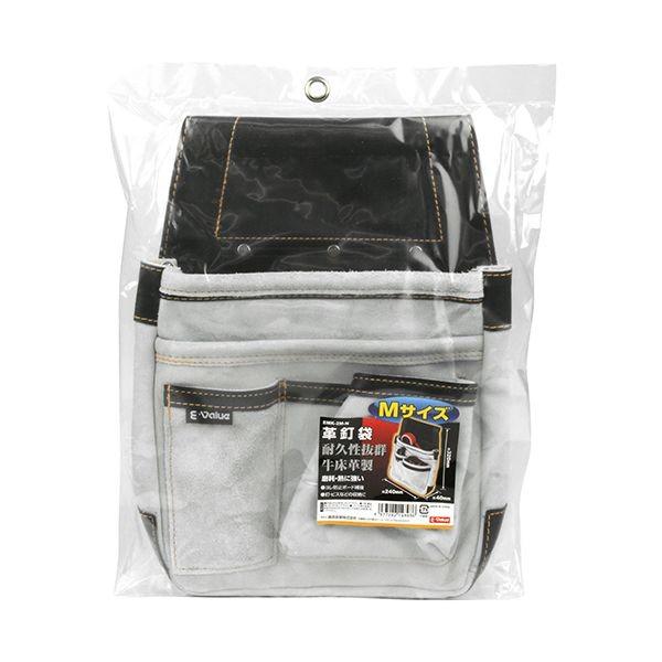 4977292148986 革釘袋 Ｍ EMK-2M-N E-Value 藤原産業 牛床革製 作業工具 革釘袋M 道具袋