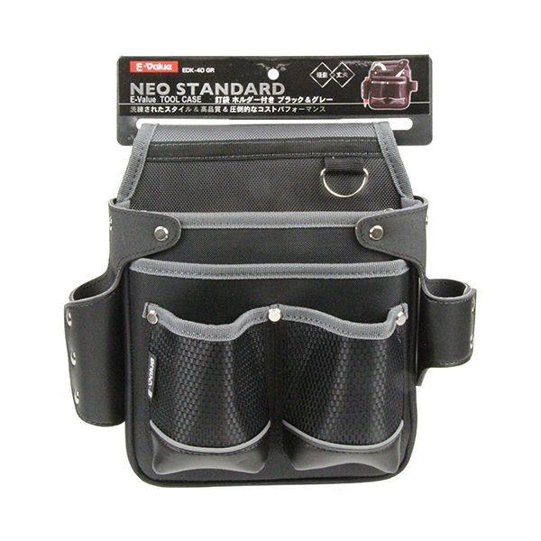 4977292148955 釘袋 ホルダー付き グレー EDK-4D GR E-Value 藤原産業 道具袋 小物入れ 工具差し