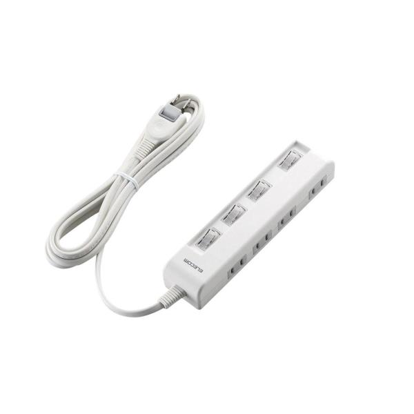 エレコム（ELECOM） ［T-E5C-2430WH］ 個別スイッチ付省エネタップ【横挿しタイプ】 TE5C2430WH