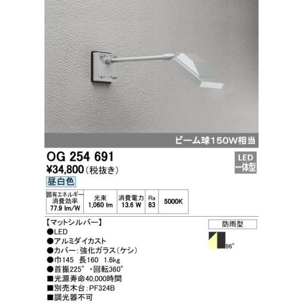 オーデリック ODELIC OG254691 LEDスポットライト 昼白色 防雨型 ビーム球150W相当 エクステリアライト