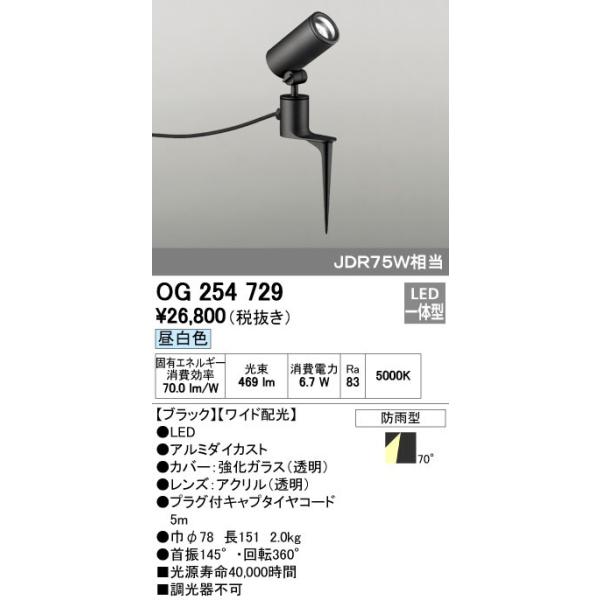 オーデリック ODELIC OG254729 LEDスポットライト エクステリアライト ワイド配光 防雨型