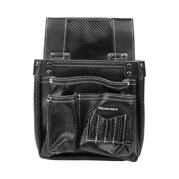 4977292148450 SK11 カーボンレザー釘袋 SK－CLK－BPブラック 藤原産業 ワイドマチ幅 作業工具 道具袋