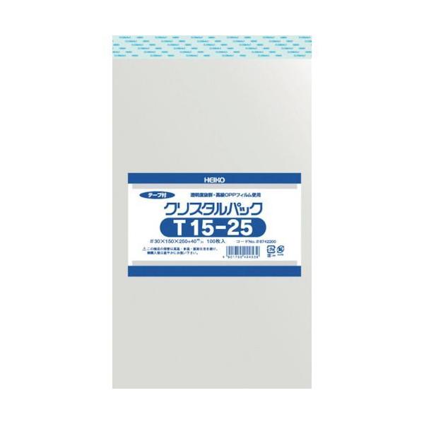 ＨＥＩＫＯ 6742200 ＯＰＰ袋 テープ付き クリスタルパック Ｔ１５－２５ １００枚入り6742200T1525