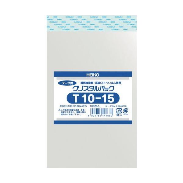 ＨＥＩＫＯ 6740700 ＯＰＰ袋 テープ付き クリスタルパック Ｔ１０－１５ １００枚入り6740700T1015