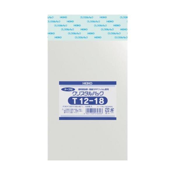 ＨＥＩＫＯ 6740820 ＯＰＰ袋 テープ付き クリスタルパック Ｔ１２－１８ １００枚入り 6740820T1218