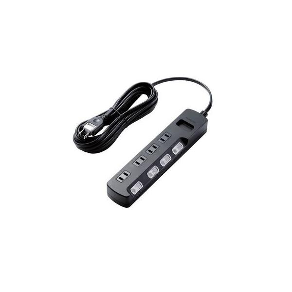 エレコム ELECOM AVT-K6A-2450BK AVボトム4口5mスイッチ AVTK6A2450BK