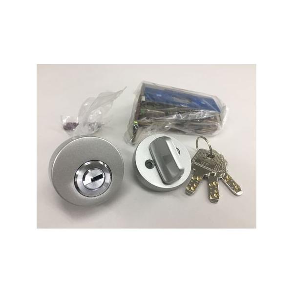 川口技研 SF-5MS B/S51MM 本締錠【シリンダー錠】 塗装シルバー B／S51 サムターンシリーズ SF5MSB/S51MM