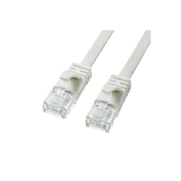 サンワサプライ KB-FL6A-01W カテゴリ6AフラットLANケーブル 1m ホワイト KBFL6A01W SUPPLY