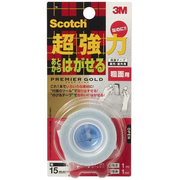 3M スリーエム KRR-15 超強力なのにあとからはがせる両面テープ プレミアゴールド粗面用 15mm×1m KRR15