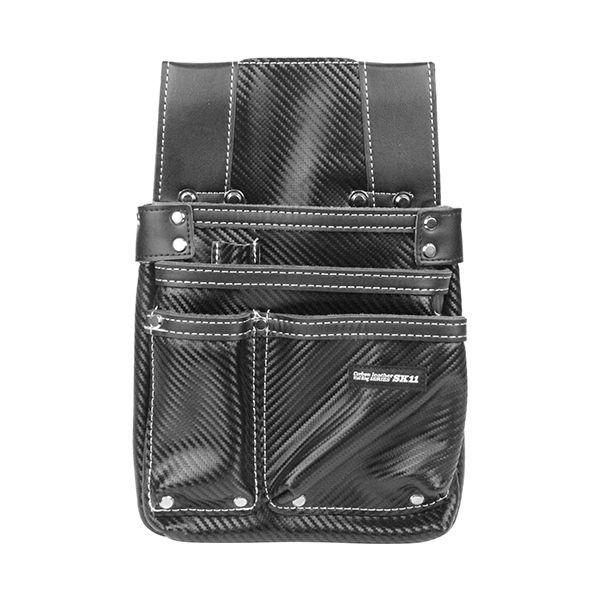 4977292148429 SK11 カーボンレザー釘袋 SK－CLKブラック 藤原産業 作業工具 道具袋