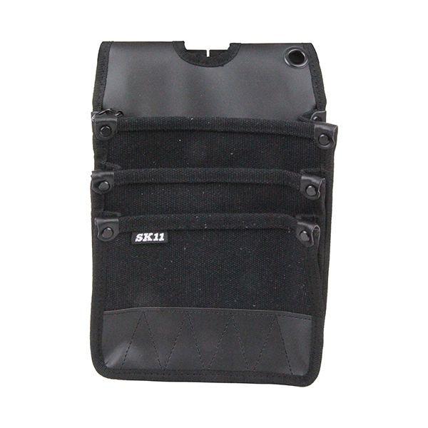 4977292971263 SK11 帆布腰袋3段ブラック SHN－3D BK 3段ポケット 作業工具 道具袋
