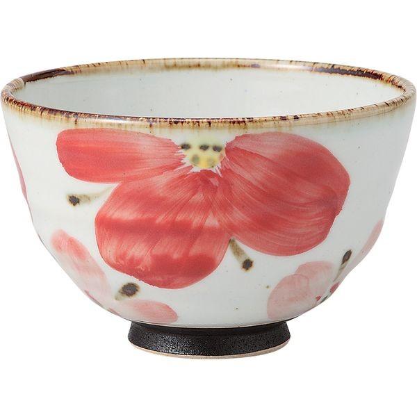 西海陶器 12364 【3個入】 花重ね 飯碗 赤・小