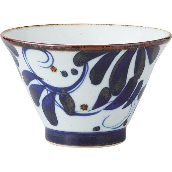 西海陶器 14257 karakusa 568碗 青 波佐見焼 翔芳窯karakusa カジュアル ご飯茶碗 はさみ焼 リーフ柄