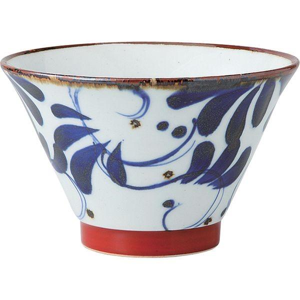 西海陶器 14258 karakusa 568碗 赤 波佐見焼 翔芳窯karakusa カジュアル はさみ焼 リーフ柄 ご飯茶碗