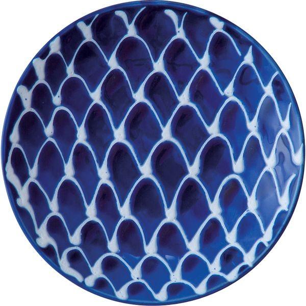 西海陶器 18145 琉璃 小皿 網絵 波佐見焼 翔芳窯琉璃 プレート はさみ焼 おてしょ お醤油皿 和食器 こざら 香の物 磁器