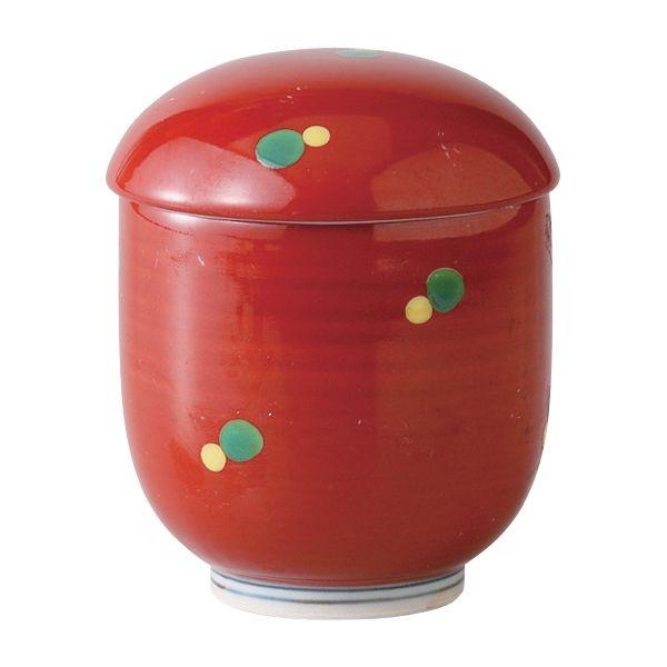 西海陶器 21329 【5個入】 朱巻グリーン水玉 小むし碗