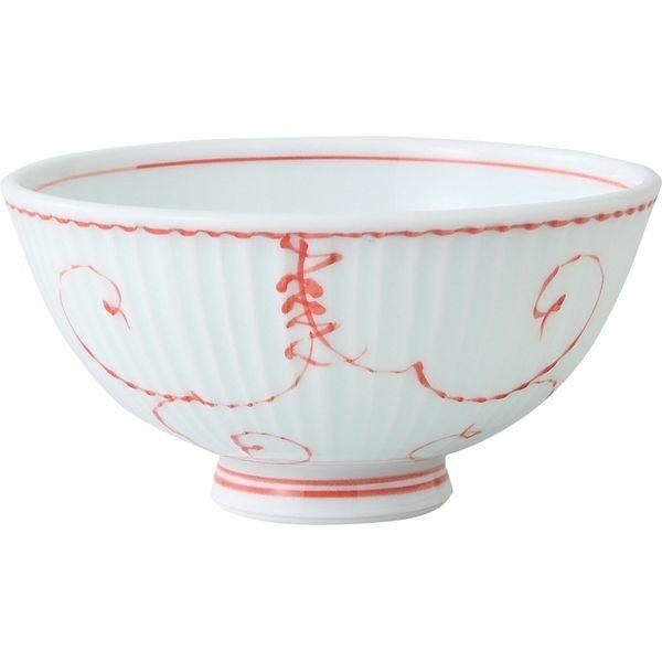 西海陶器 60287 【5個入】 唐草ぶどう 軽量飯碗 赤・小