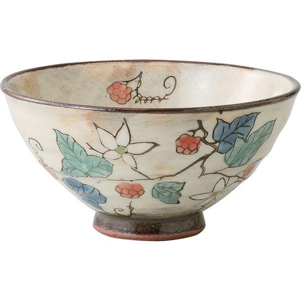 西海陶器 62367 【3個入】 草花木苺 飯碗 赤・小