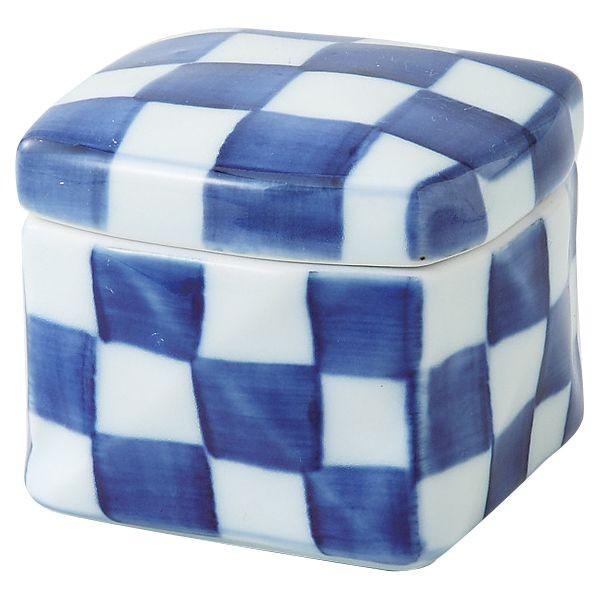 西海陶器 63039 染付市松 角陶箱 小 波佐見焼 波佐見焼染付市松 染め付け市松